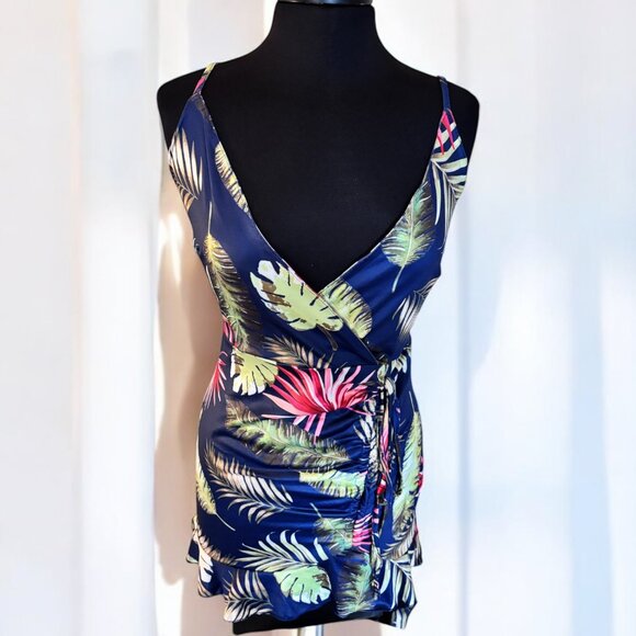 Floral Print Women Short V Neck Mini Dress - Picture 3 of 7